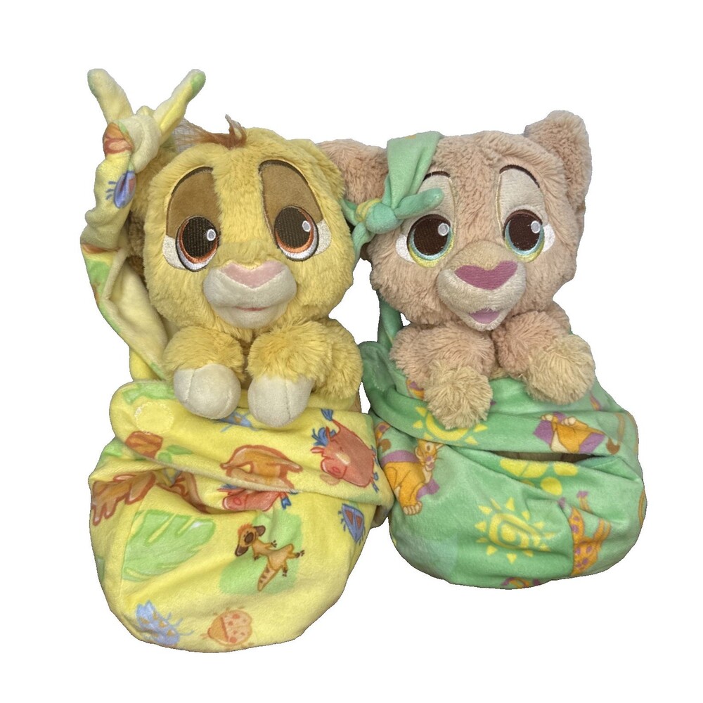 Disney Parks Babies Baby Simba Nala Lion King Plush Blankets Pouches Lot 10"